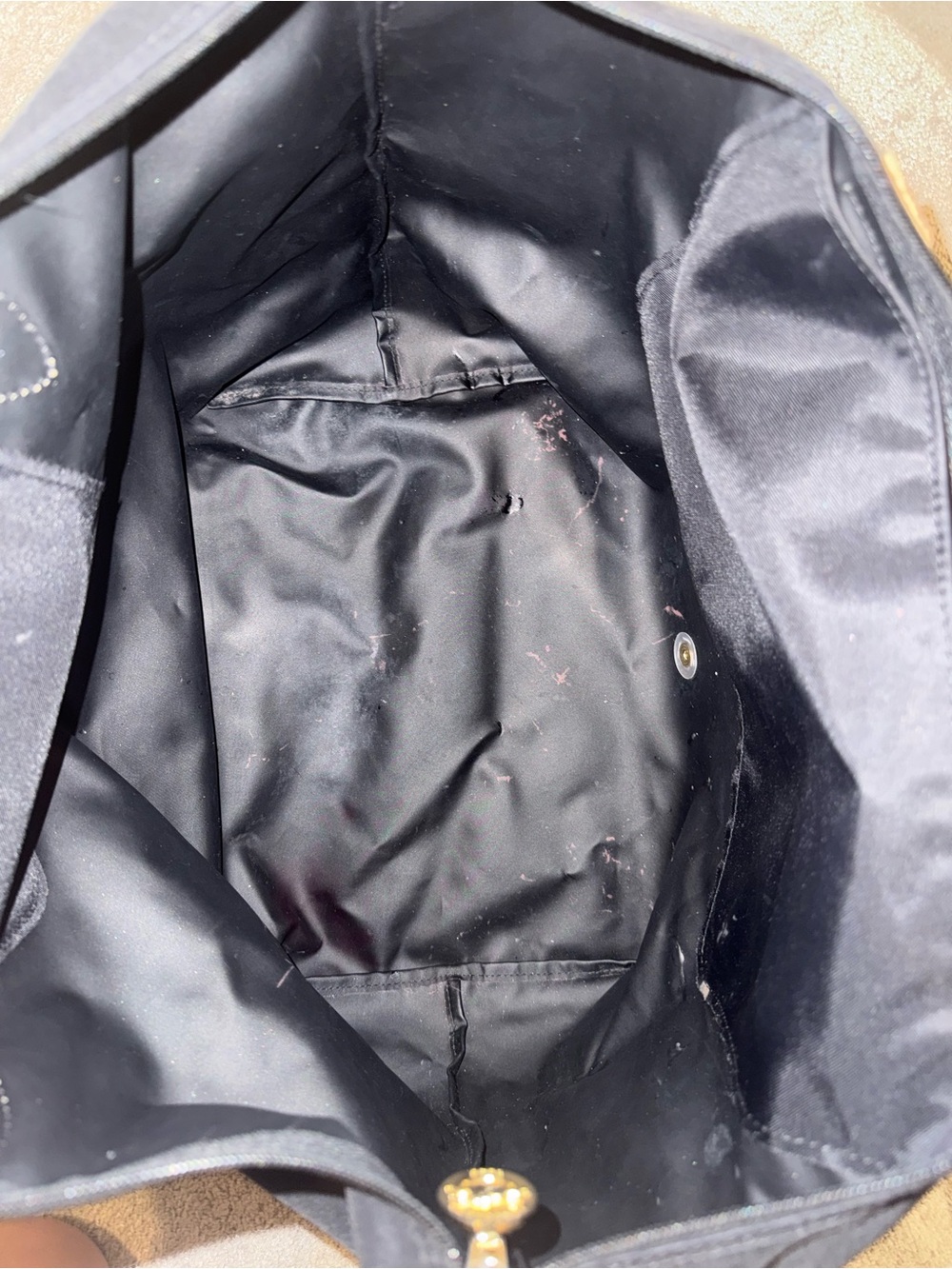 Longchamp Le Pliage Large Black Tote with Brown Leather Flap and Handle - Picture 8 of 10